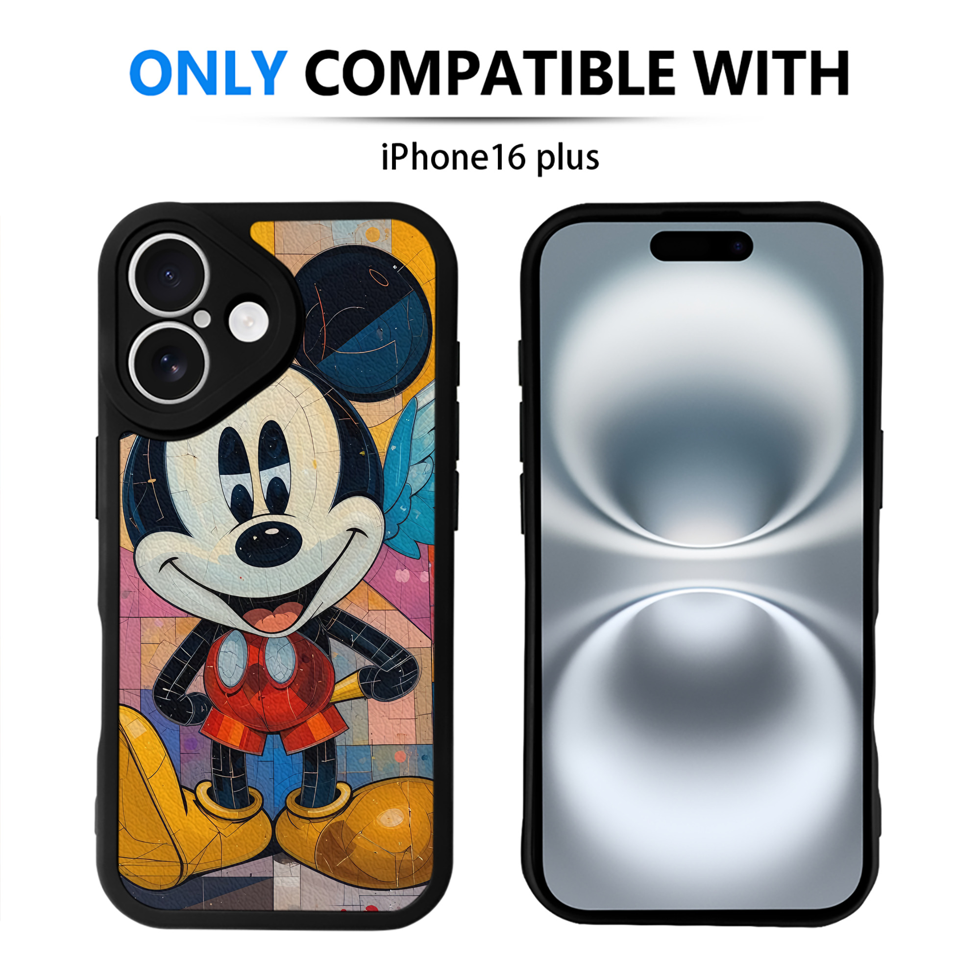 （画像用） ミッキーマウス Mickey Mouse 【iPhone 16シリーズ対応】シリコンスマホケース（レザー調） 材質：シリコン